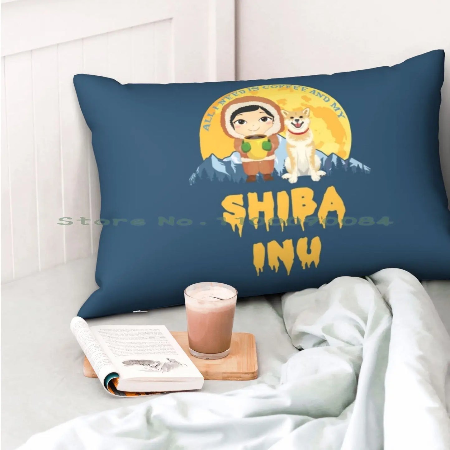 Shiba Inu Todo lo que necesito es café y mi perro Funda de almohada 20x30 50*75 Sofá Dormitorio Criptomoneda Monedero Bitcoin Dirección Bitcoin