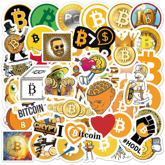 10/30/50 pegatinas de moneda digital Bitcoin