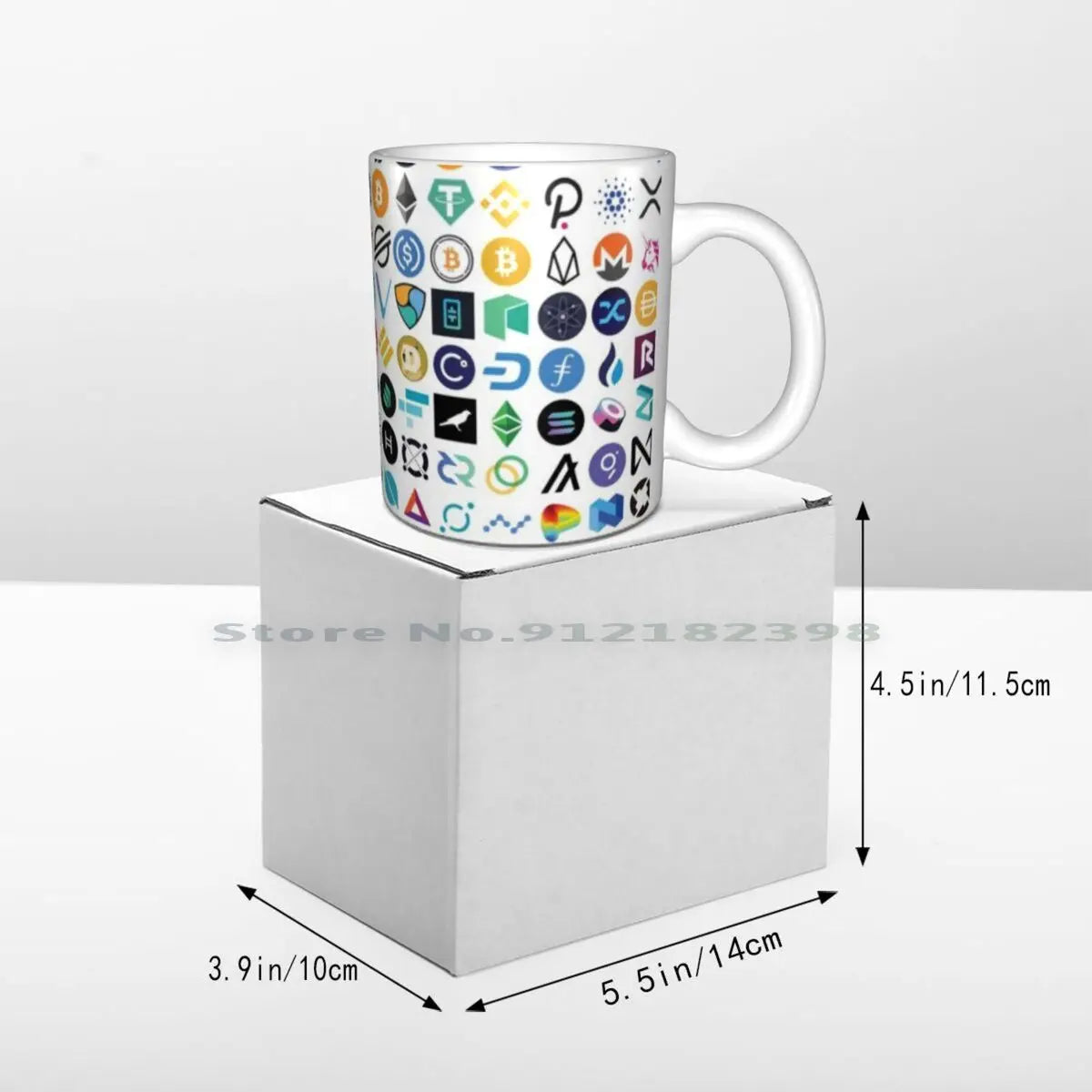 Tazas de cerámica con logotipos de criptomonedas, tazas de café, tazas de té con leche, patrones de criptomonedas, Ethereum, Chainlink, token Defi, Bitcoin, Btc, criptomonedas