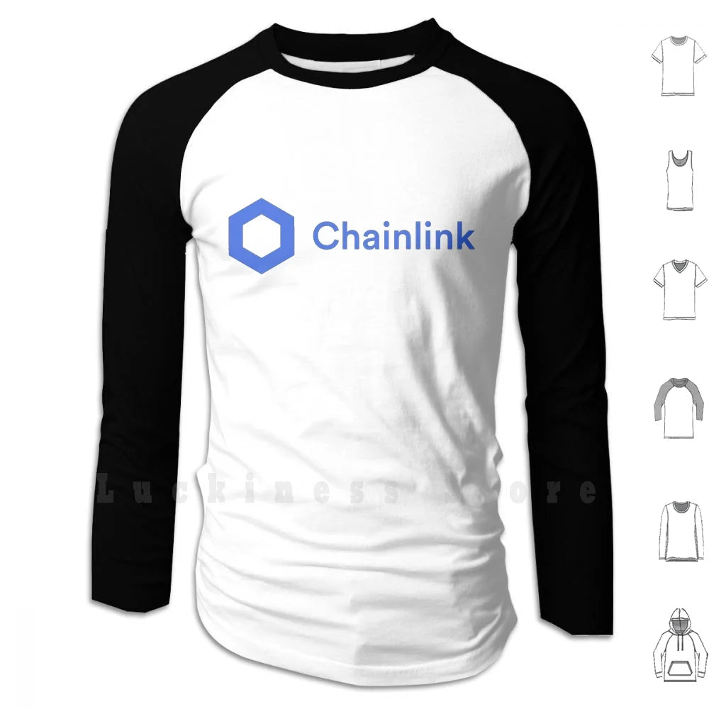 Chainlink Logo Hoodies Long Sleeve Chain Link Bitcoin Crypto Ethereum Eos Ico Currency Money Litecoin Xrp Ripple