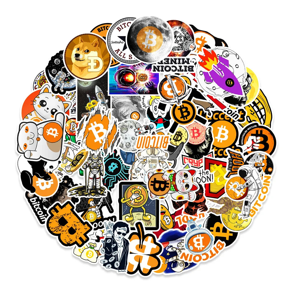 10/30/50PCS Crazy Bitcoin Graffiti Pegatinas impermeables Maleta Cuaderno Refrigerador Patineta Caja de papelería WaterCupWholesale