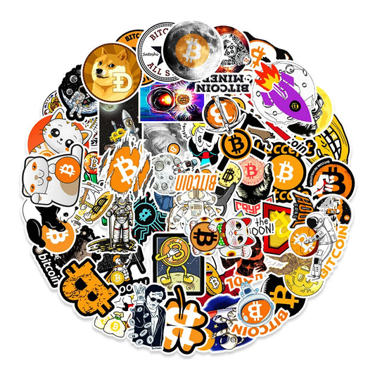 10/30/50PCS Crazy Bitcoin Graffiti Waterproof Sticker Suitcase Notebook Refrigerator Skateboard Stationery Box WaterCupWholesale