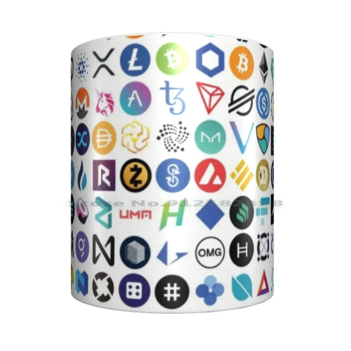 Tazas de cerámica con logotipos de criptomonedas, tazas de café, tazas de té con leche, patrones de criptomonedas, Ethereum, Chainlink, token Defi, Bitcoin, Btc, criptomonedas