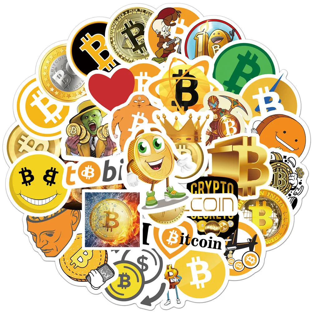 10/30/50PCS Digital Currency Bitcoin Stickers