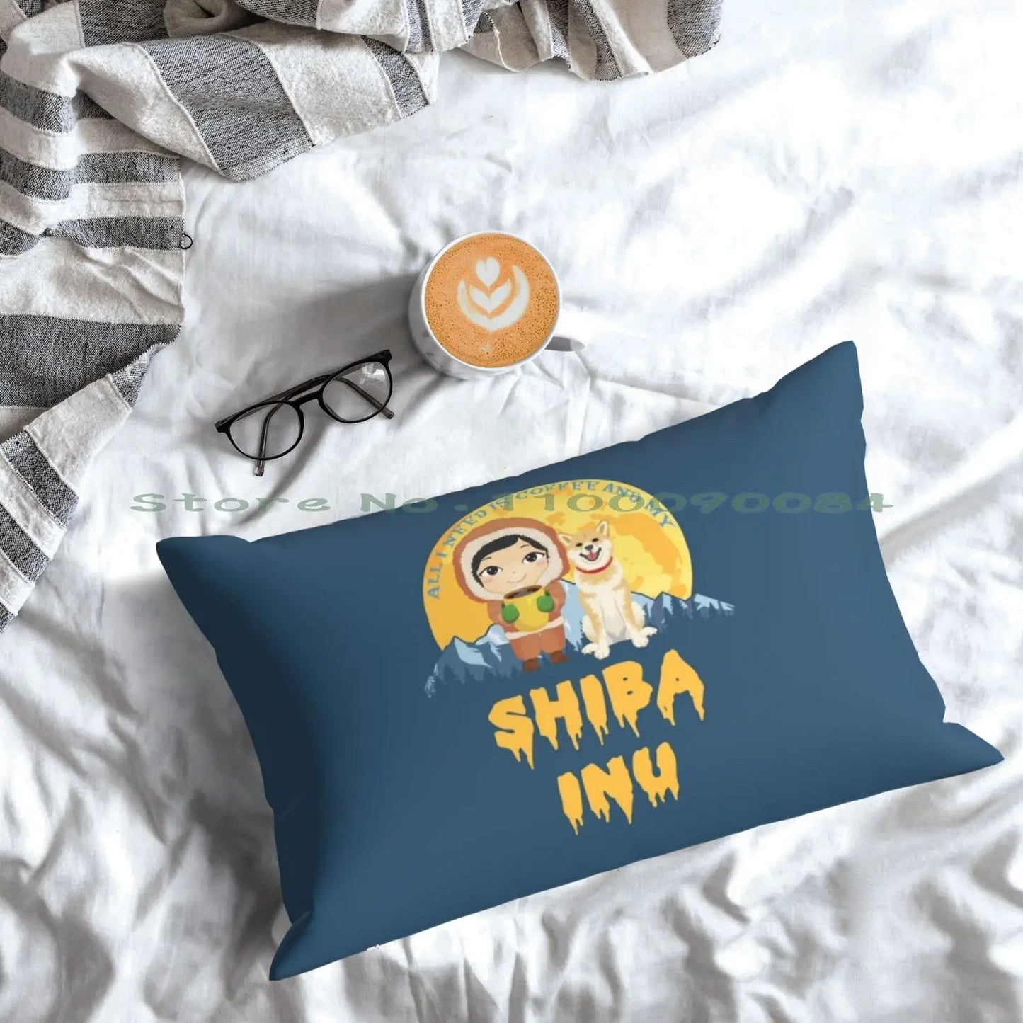 Shiba Inu Todo lo que necesito es café y mi perro Funda de almohada 20x30 50*75 Sofá Dormitorio Criptomoneda Monedero Bitcoin Dirección Bitcoin