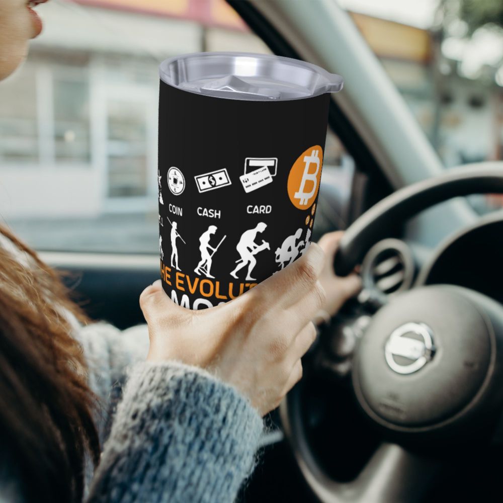 L'évolution de l'argent Bitcoin Tumbler Tasses à café isolées sous vide pour crypto-monnaie Bouteilles d'eau pour voyage en plein air