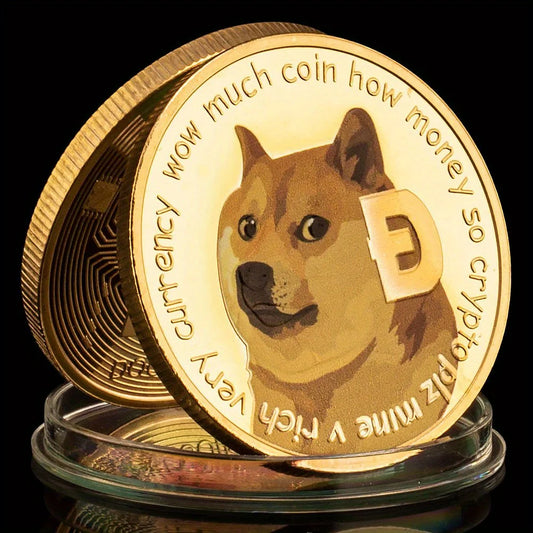 Moneda criptográfica de recuerdo bañada en oro coleccionable Dogecoin Moneda de criptomoneda física Colección de monedas Moneda conmemorativa de regalo