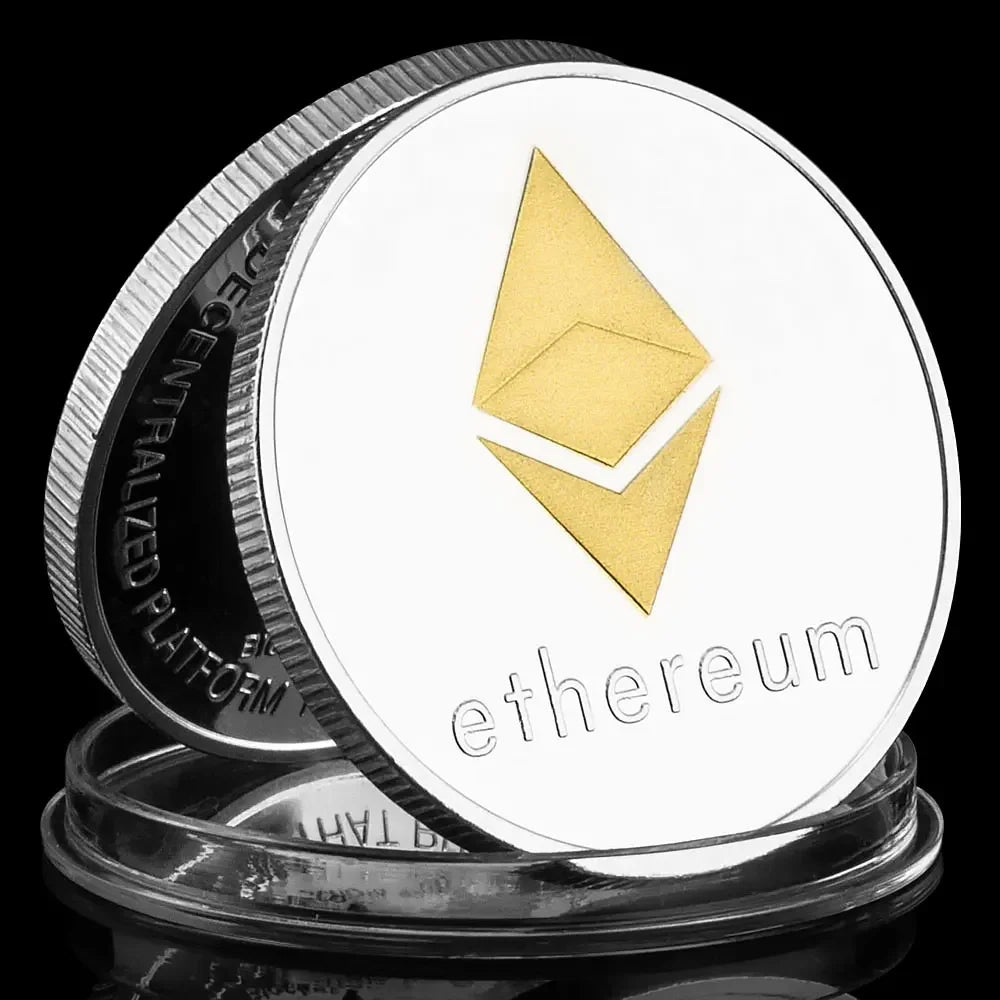 Ethereum Coin Souvenir Commemorative Silver Plated Collectibles Coin Challenge Coin ETH Physical Cryptocurrency Crypto Coin