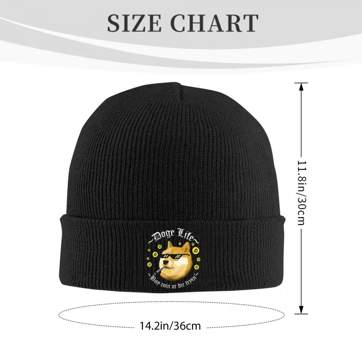 Doge Life Dogecoin Hat Autumn Winter Beanies Warm Bitcoin Crypto Cryptocurrency Ethereum Btc Blockchain Caps Knitted Hat