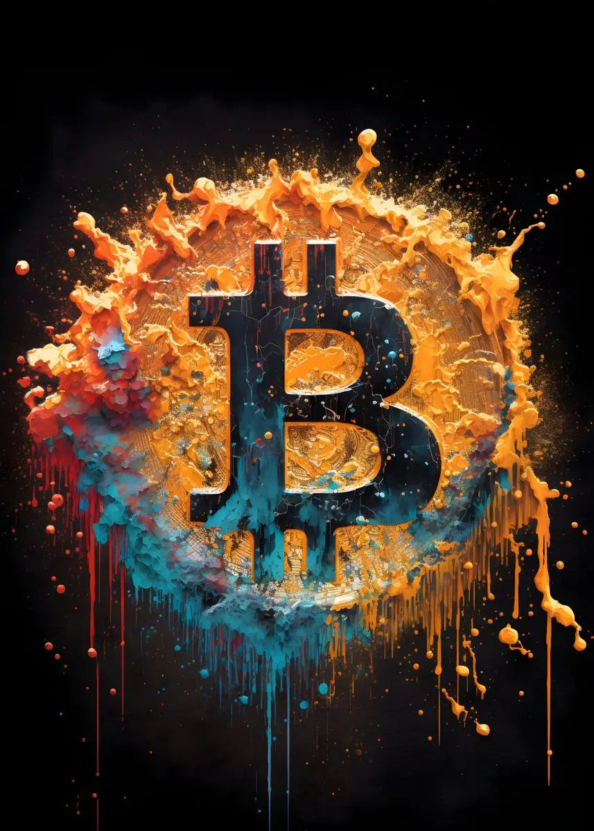 Modern Splatter Bitcoin Ethereum Poster ETH BTC Crypto Virtual Coins Canvas Painting Wall Art Prints Office Room Home Decor