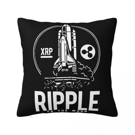 New Fashion Graphic Lettering Ripple To The Moon Btc Xrp Bitcoin Crypto Pillow Case