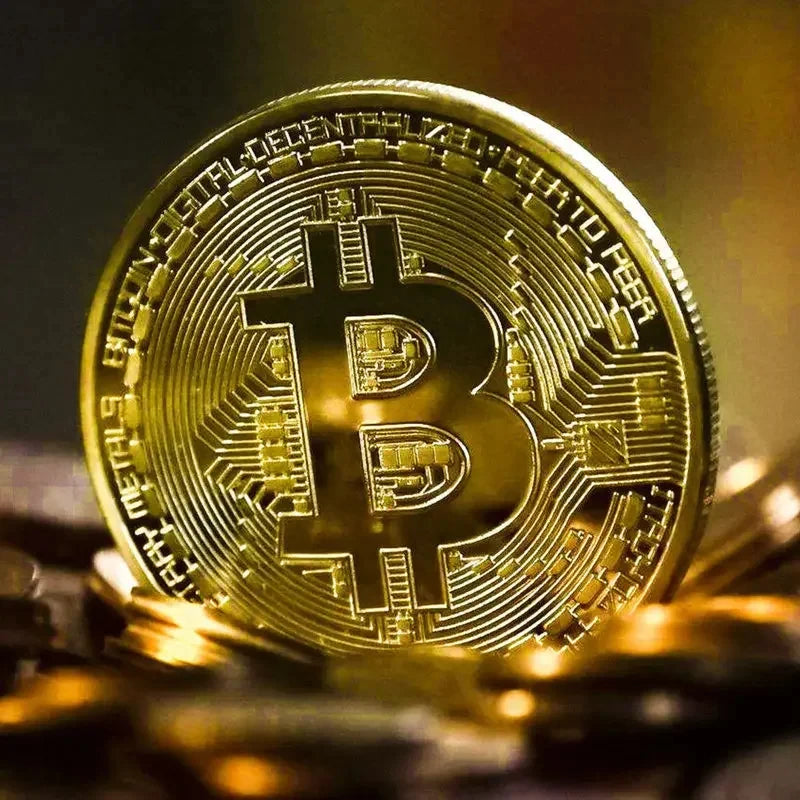 Antique Bitcoin Cryptocurrency Gold Plated Bitcoin Collectible Coin Physical BTC Casascius Metal Commemorative Art Gift