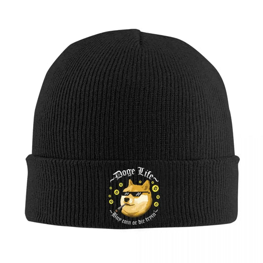 Doge Life Dogecoin Hat Autumn Winter Beanies Warm Bitcoin Crypto Cryptocurrency Ethereum Btc Blockchain Caps Knitted Hat