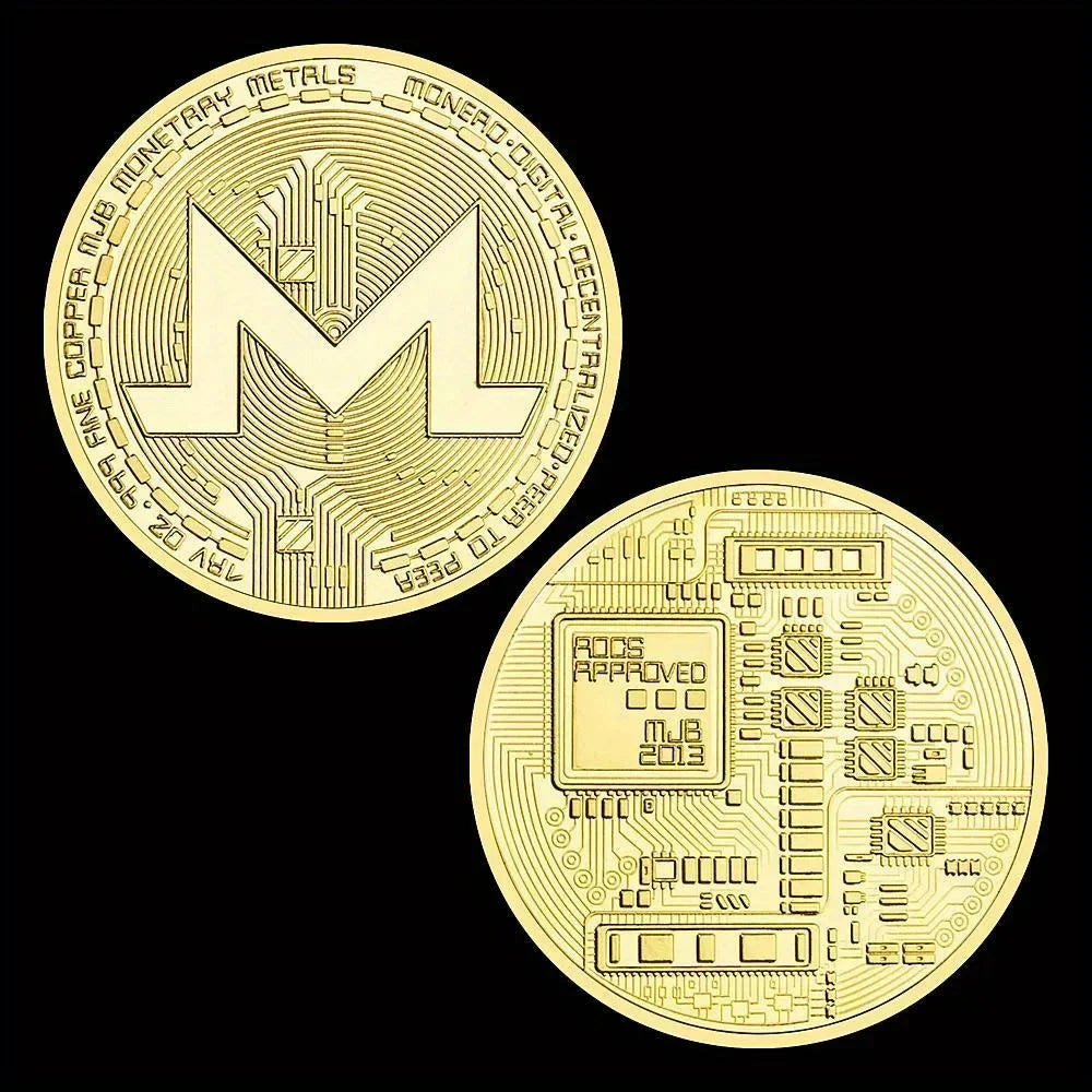 Monero Crypto Coin Golden Plated Souvenirs and Gifts Commemorative Coin Non - Currency Cryptocurrency Coin Collection