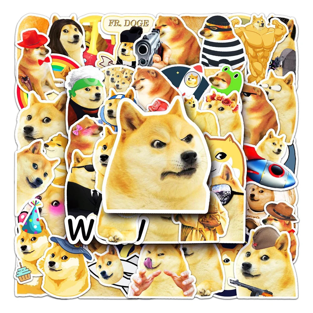 50PCS New Doge Dog Funny Shiba Inu Expression Pack Sticker Suitable for Luggage Laptop iPad Skateboard Mobile Phone Laptop Stick