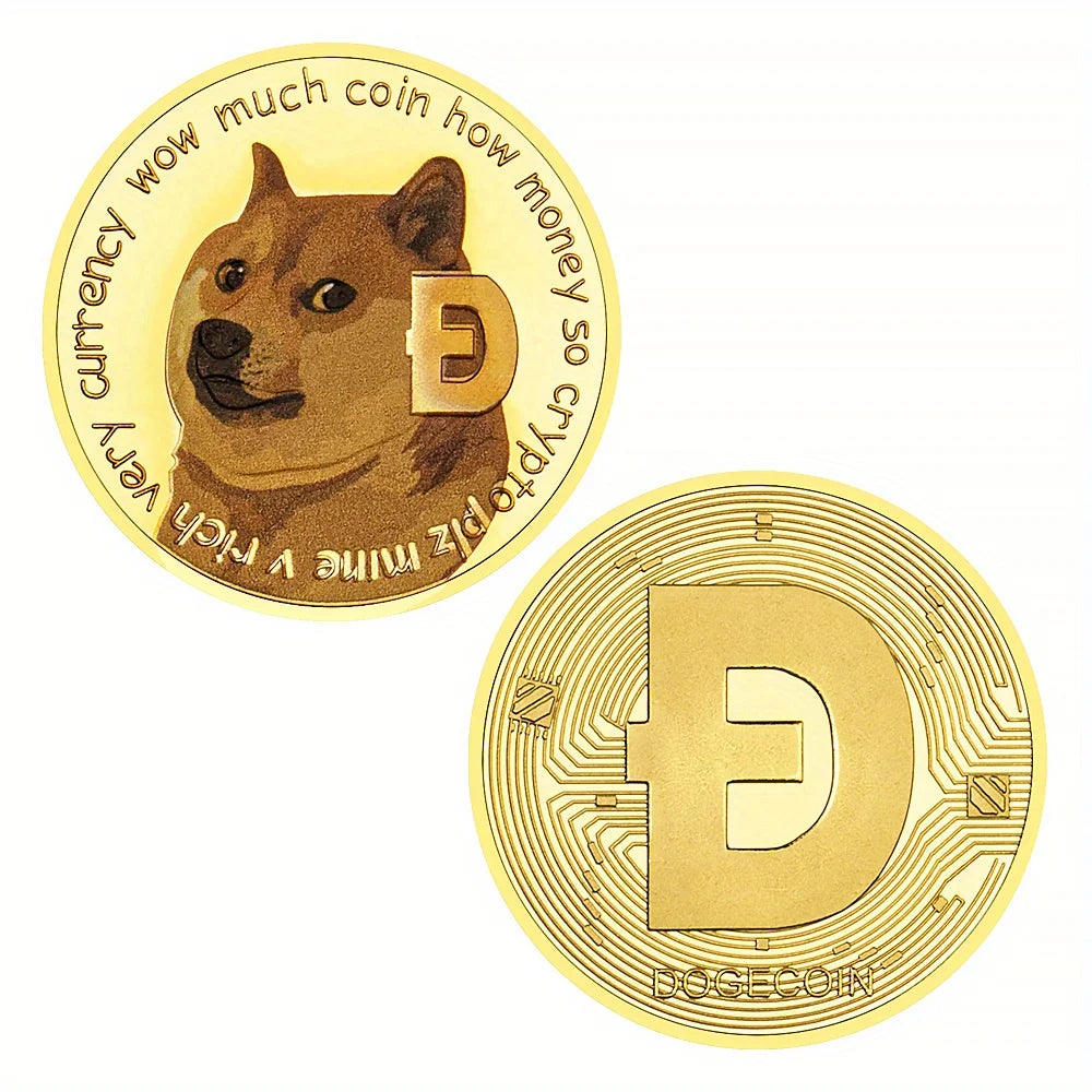 Moneda criptográfica de recuerdo bañada en oro coleccionable Dogecoin Moneda de criptomoneda física Colección de monedas Moneda conmemorativa de regalo