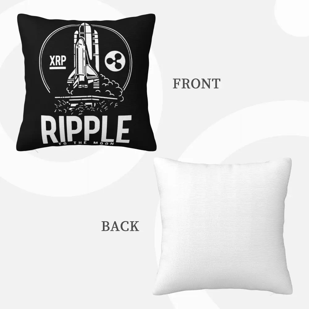 Nueva funda de almohada con letras gráficas de moda Ripple To The Moon Btc Xrp Bitcoin Crypto