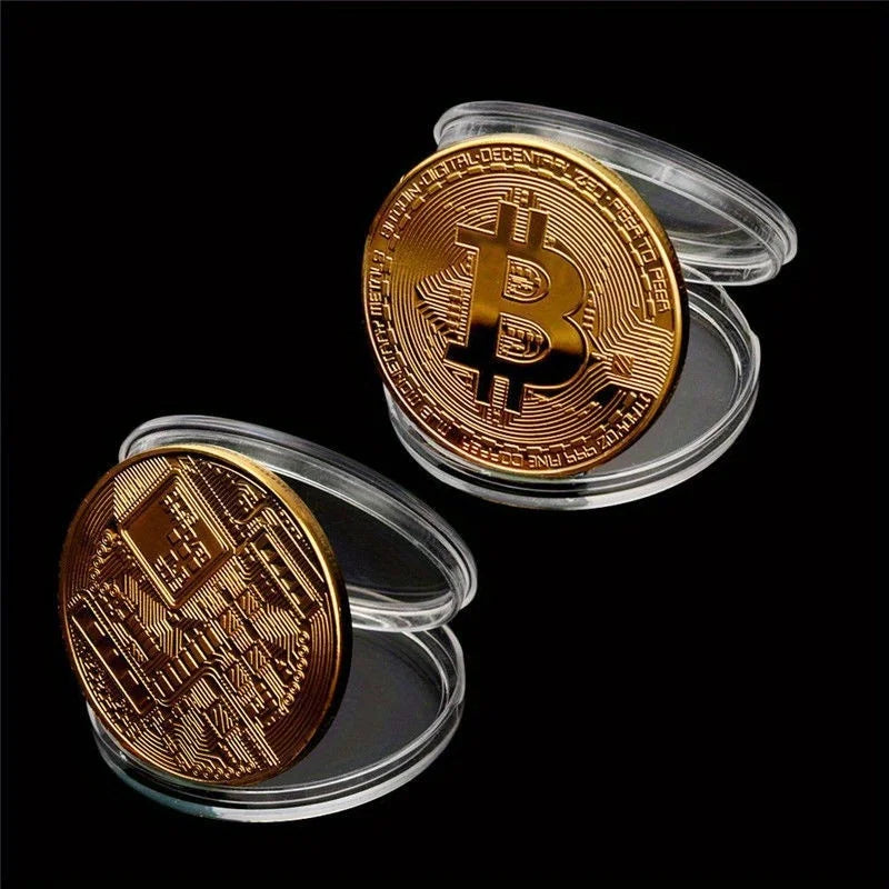 Gold Plated Bitcoin Coin Collectible Art Collection Gift Physical Commemorative Casascius Metal Antique Imitation Happy Birthday