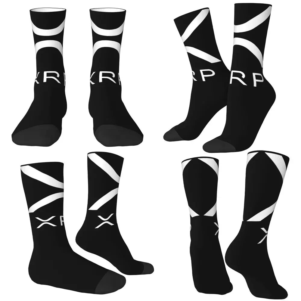 Calcetines para hombre y mujer, medias XRP Ripple, calcetines informales transpirables con patrón para exteriores, calcetines antideslizantes