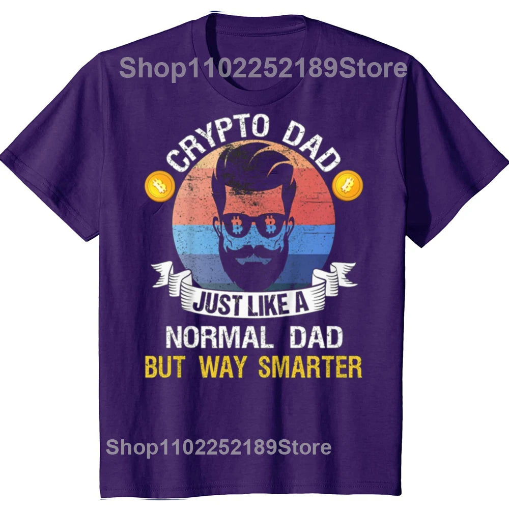 Camisetas gráficas divertidas de papá criptográfico Bitcoin como un papá normal para hombres, camiseta informal de gran tamaño, camiseta holgada de gran tamaño 100 % algodón