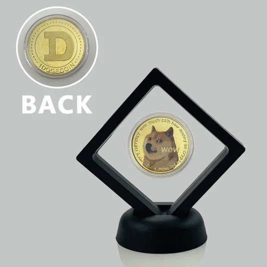 Moneda de metal conmemorativa con soporte para exhibición, criptomoneda Dogecoin, Ada, Cardano, Bitcoin, Litecoin, Ethereum