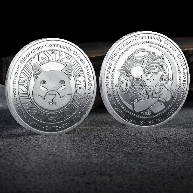 Pièce de monnaie SHIBA INU Pièce de monnaie SHIB Plaqué or Argent Métal physique Crypto