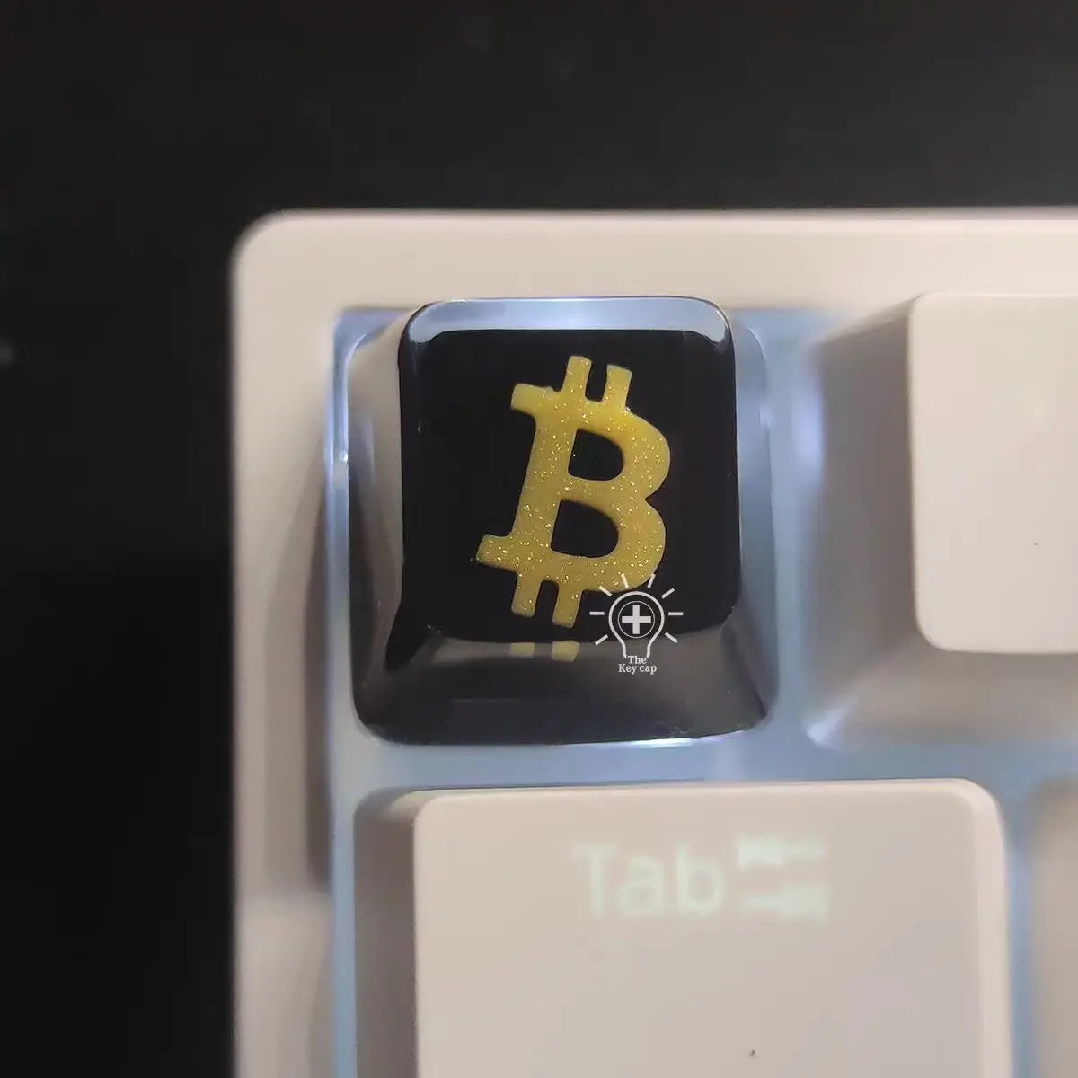 Tecla individual blanca, negra, dorada y naranja, tecla Bitcoin, teclado mecánico, resina, transparente, estereoscópica, tecla eufótica