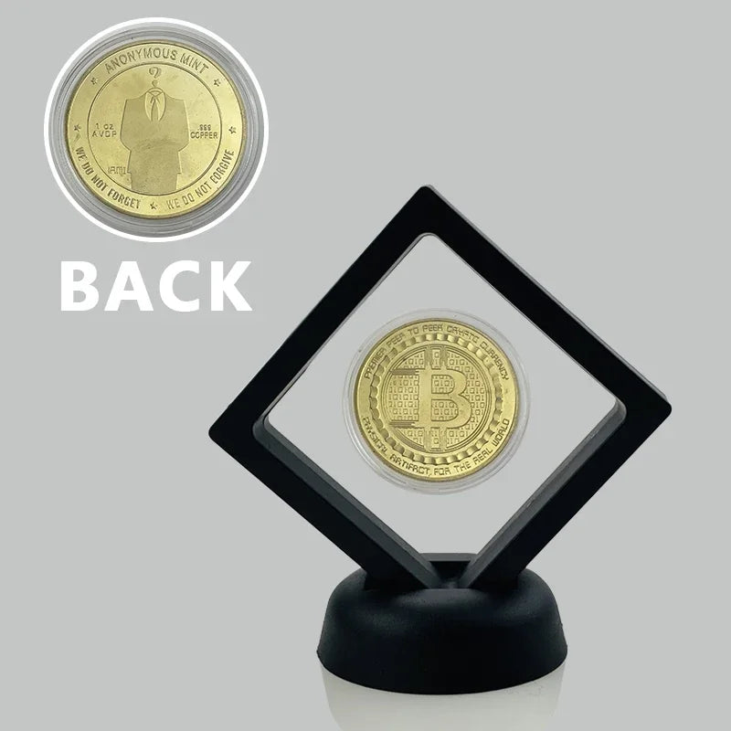 Moneda de metal conmemorativa con soporte para exhibición, criptomoneda Dogecoin, Ada, Cardano, Bitcoin, Litecoin, Ethereum