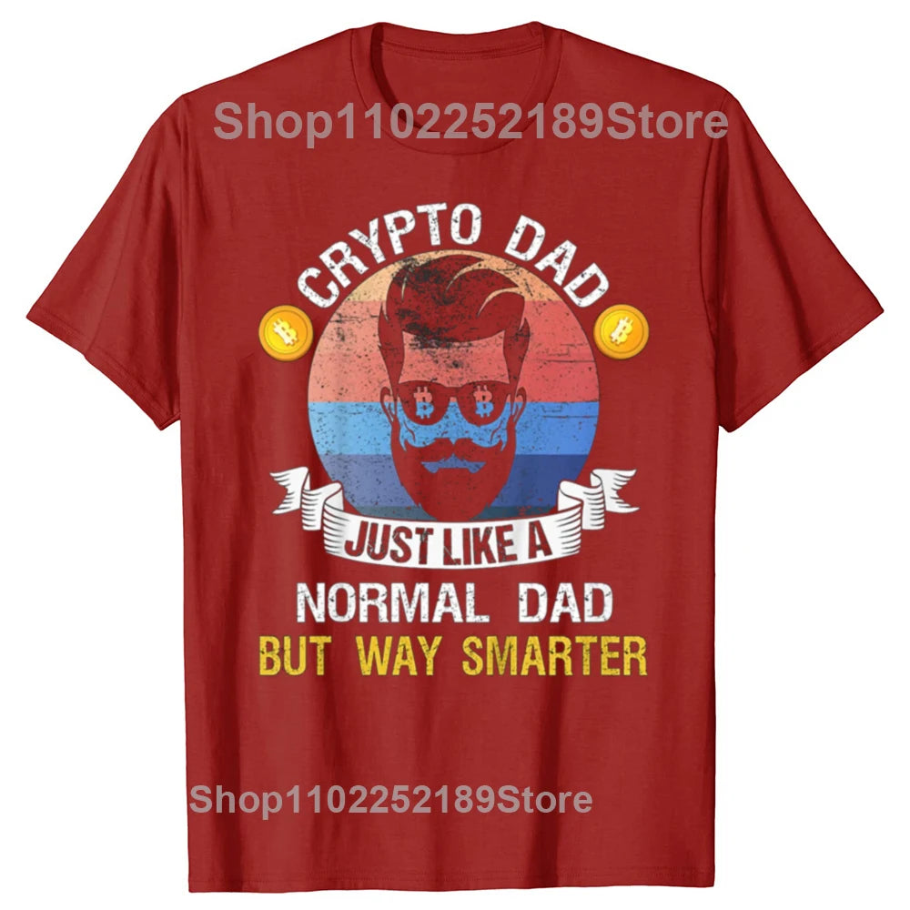 Camisetas gráficas divertidas de papá criptográfico Bitcoin como un papá normal para hombres, camiseta informal de gran tamaño, camiseta holgada de gran tamaño 100 % algodón