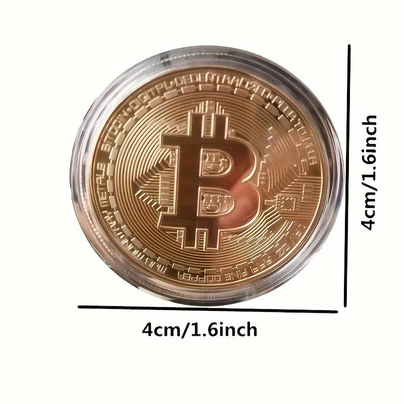 Gold Plated Bitcoin Coin Collectible Art Collection Gift Physical Commemorative Casascius Metal Antique Imitation Happy Birthday