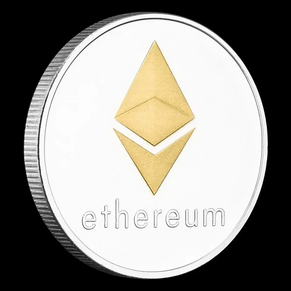 Ethereum Coin Souvenir Commemorative Silver Plated Collectibles Coin Challenge Coin ETH Physical Cryptocurrency Crypto Coin