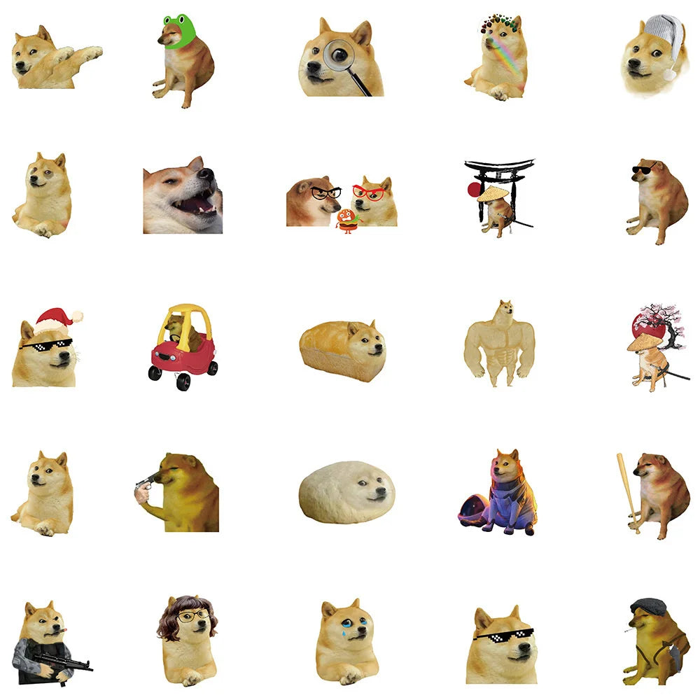 50pcs Funny Doge Stickers Ipad Stationery Phone Sticker DIY Cute Things Scrapbooking Supplies Handmade Journal Accessories