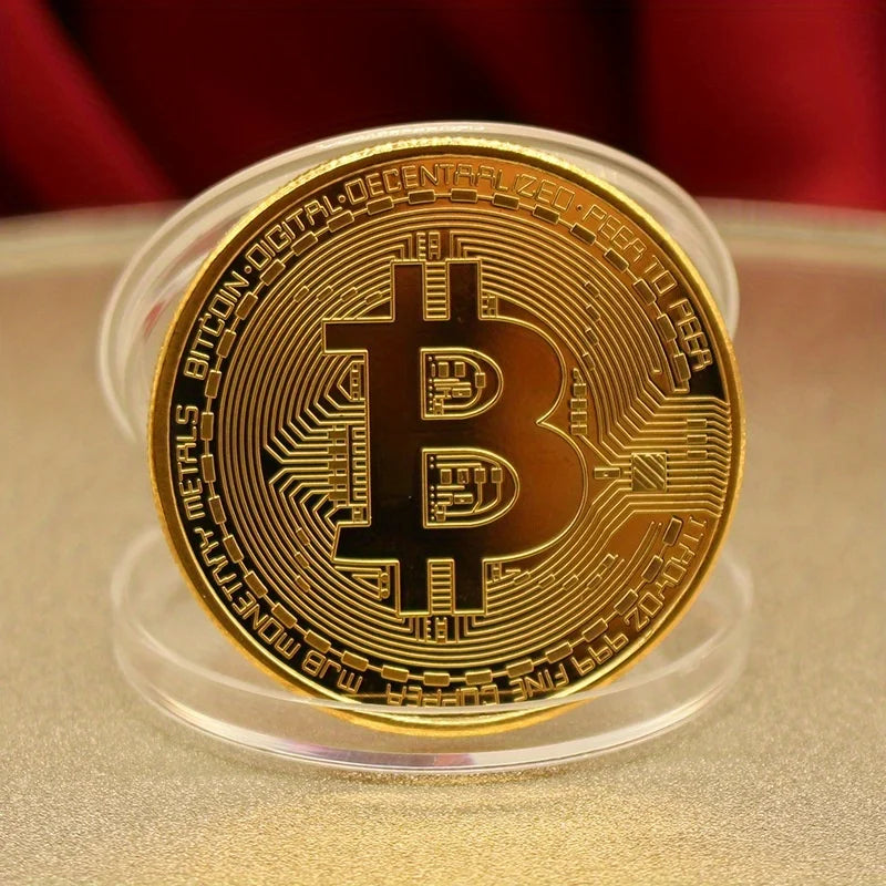 Gold Plated Bitcoin Coin Collectible Art Collection Gift Physical Commemorative Casascius Metal Antique Imitation Happy Birthday