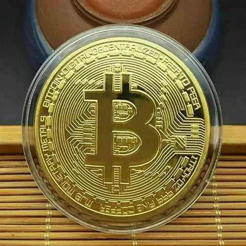 Gold Plated Bitcoin Coin Collectible Art Collection Gift Physical