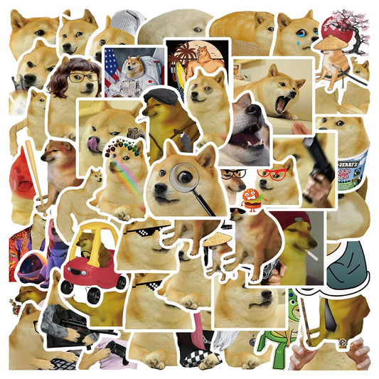 50pcs Funny Doge Stickers Ipad Stationery Phone Sticker DIY Cute Things Scrapbooking Supplies Handmade Journal Accessories