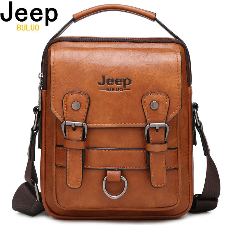 JEEP BULUO Multi-function Business Handbags Men New Man's Shoulder Bag Large Capacity Leather Messenger Bag Crossbody Big Brand