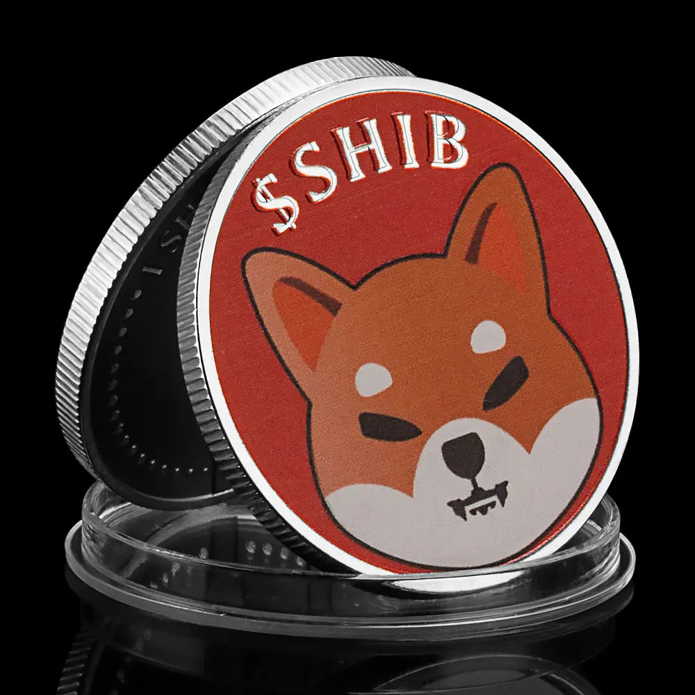 Moneda SHIBA Inu Dogecoin Killer (SHIB) CRYPTO Moneda roja física chapada en oro de metal Monedas de recuerdo Doge Killer