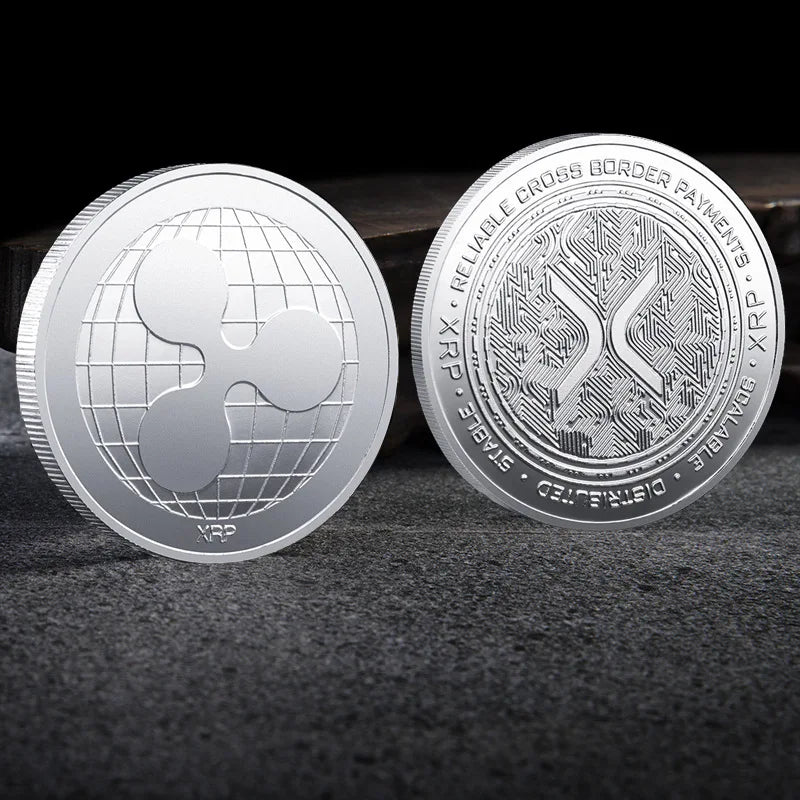 Moneda Ripple XRP Moneda chapada en oro y plata Moneda criptográfica Ripple XRP con estuche de plástico Moneda conmemorativa Colección de arte Regalo de recuerdo