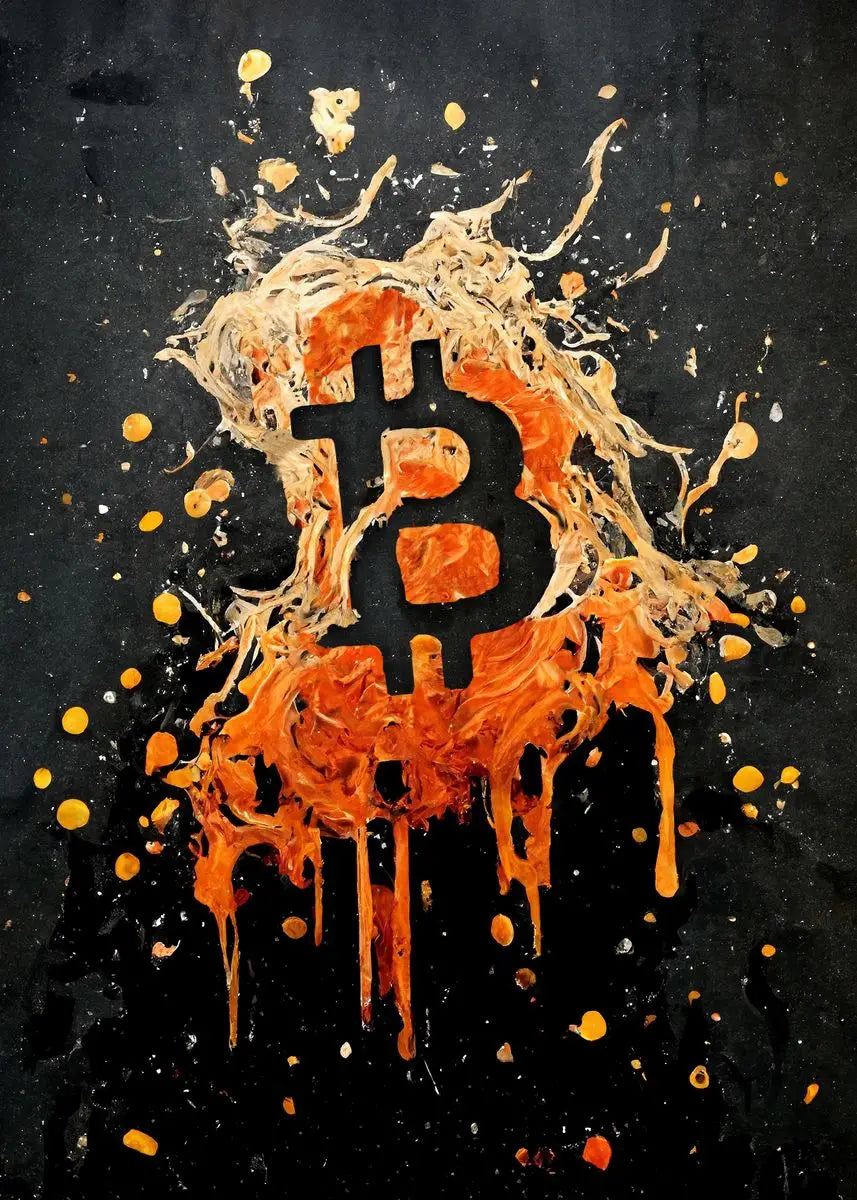 Modern Splatter Bitcoin Ethereum Poster ETH BTC Crypto Virtual Coins Canvas Painting Wall Art Prints Office Room Home Decor