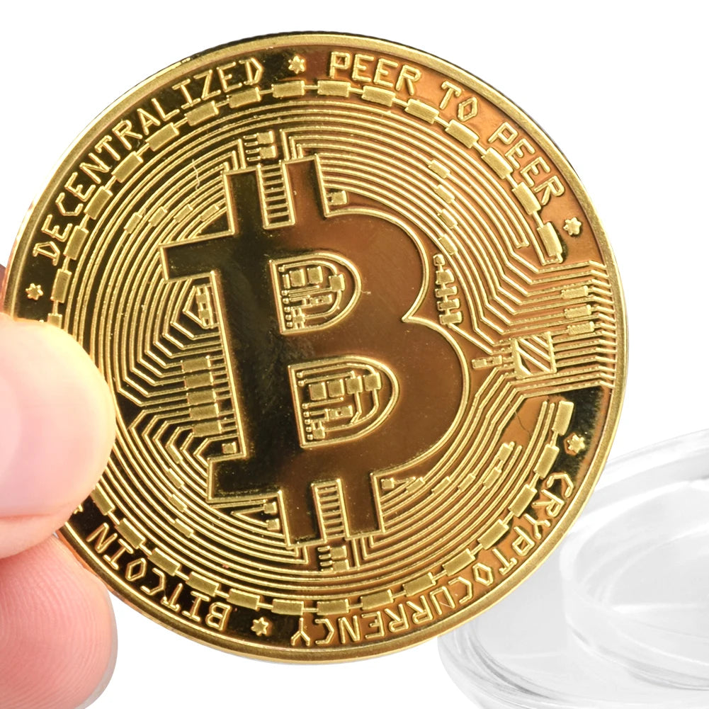 3Pcs Gold Plated Bitcoin Coin Collectible Art Collection Gift Physical Commemorative Casascius Bit BTC Metal Antique Imitation