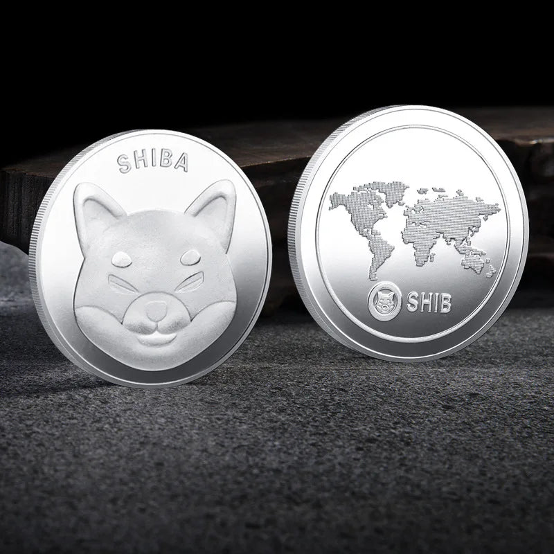 Pièce de monnaie SHIBA INU Pièce de monnaie SHIB Plaqué or Argent Métal physique Crypto