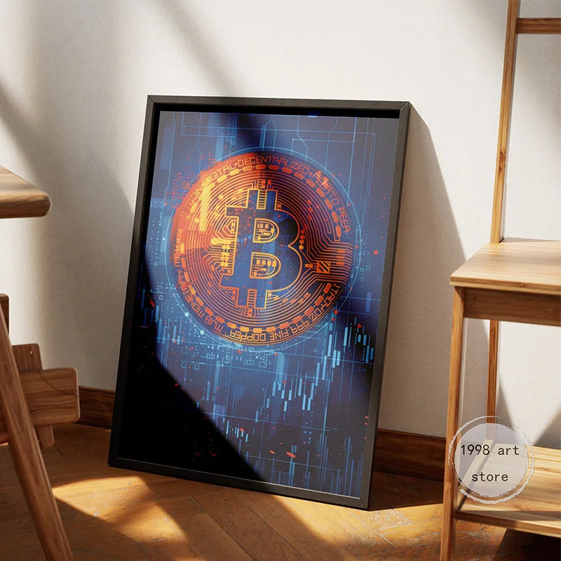 Modern The Creation of Bitcoin Crypto Greek God Portrait Art Poster Canvas Painting Wall Prints Picture Living Room Home Decor