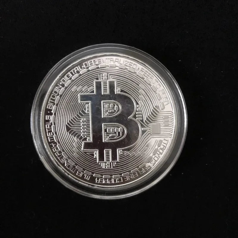 Antique Bitcoin Cryptocurrency Gold Plated Bitcoin Collectible Coin Physical BTC Casascius Metal Commemorative Art Gift