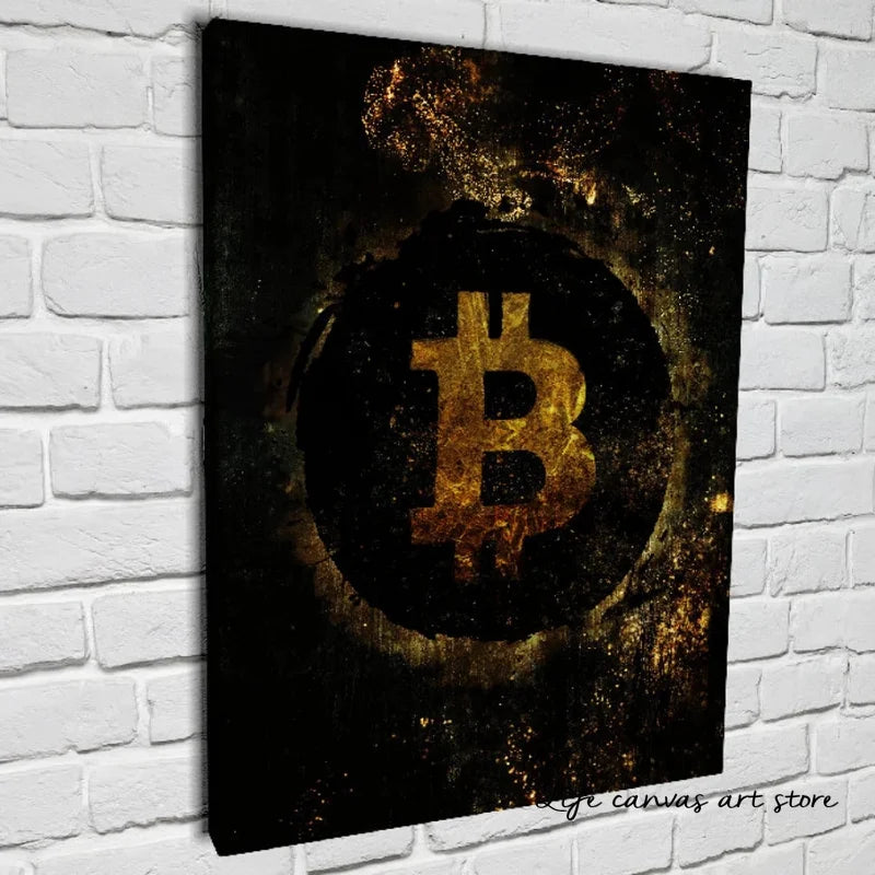 Abstract Bitcoin & Ethereum ETH BTC Cryptocurrency Crypto Gold Silver Art Poster Canvas Painting Wall Prints Picture Home Decor