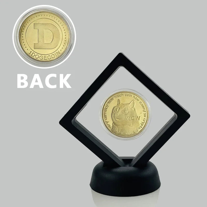 Moneda de metal conmemorativa con soporte para exhibición, criptomoneda Dogecoin, Ada, Cardano, Bitcoin, Litecoin, Ethereum