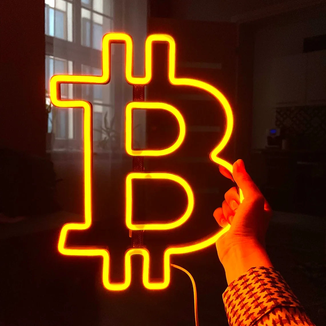 Panneau néon Bitcoin Panneau néon Bitcoin Trading Décoration murale Crypto