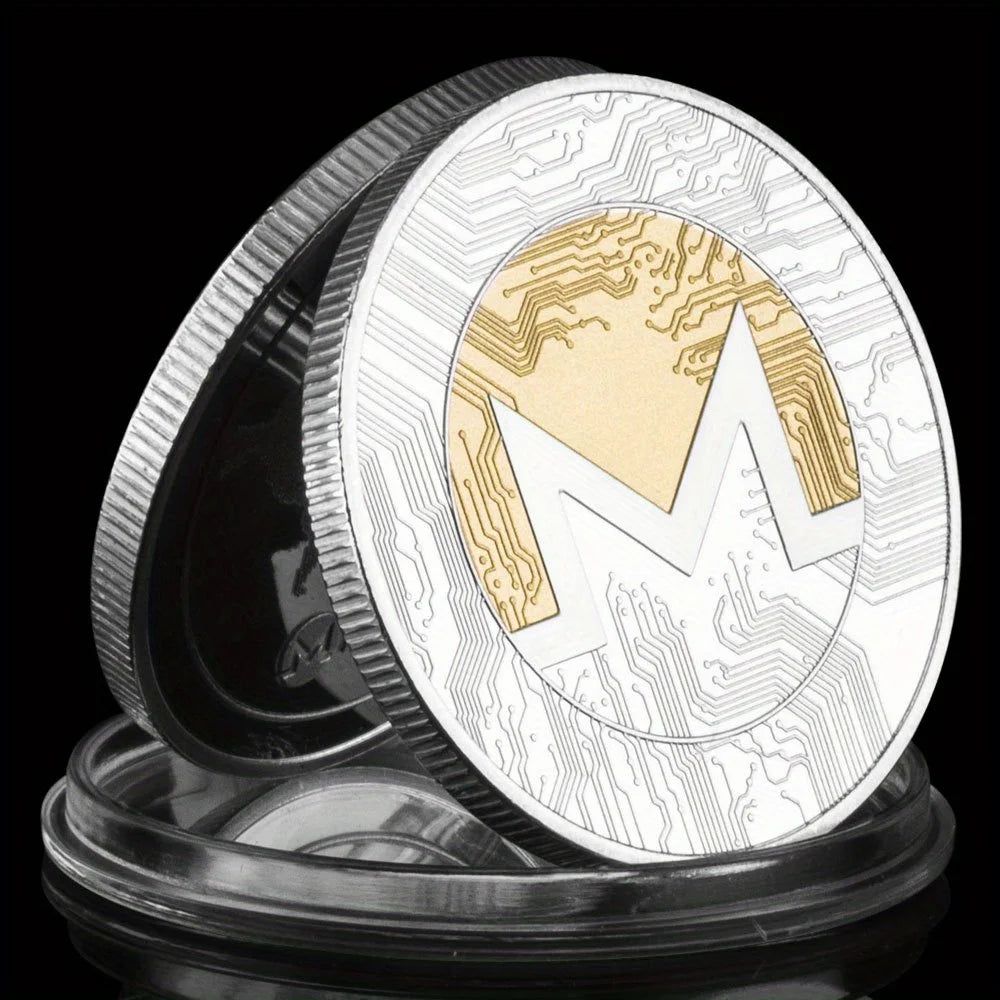 Pièce de monnaie Monero Pièce de crypto-monnaie Crypto-monnaie physique Cadeau de collection Pièce plaquée argent Pièce commémorative