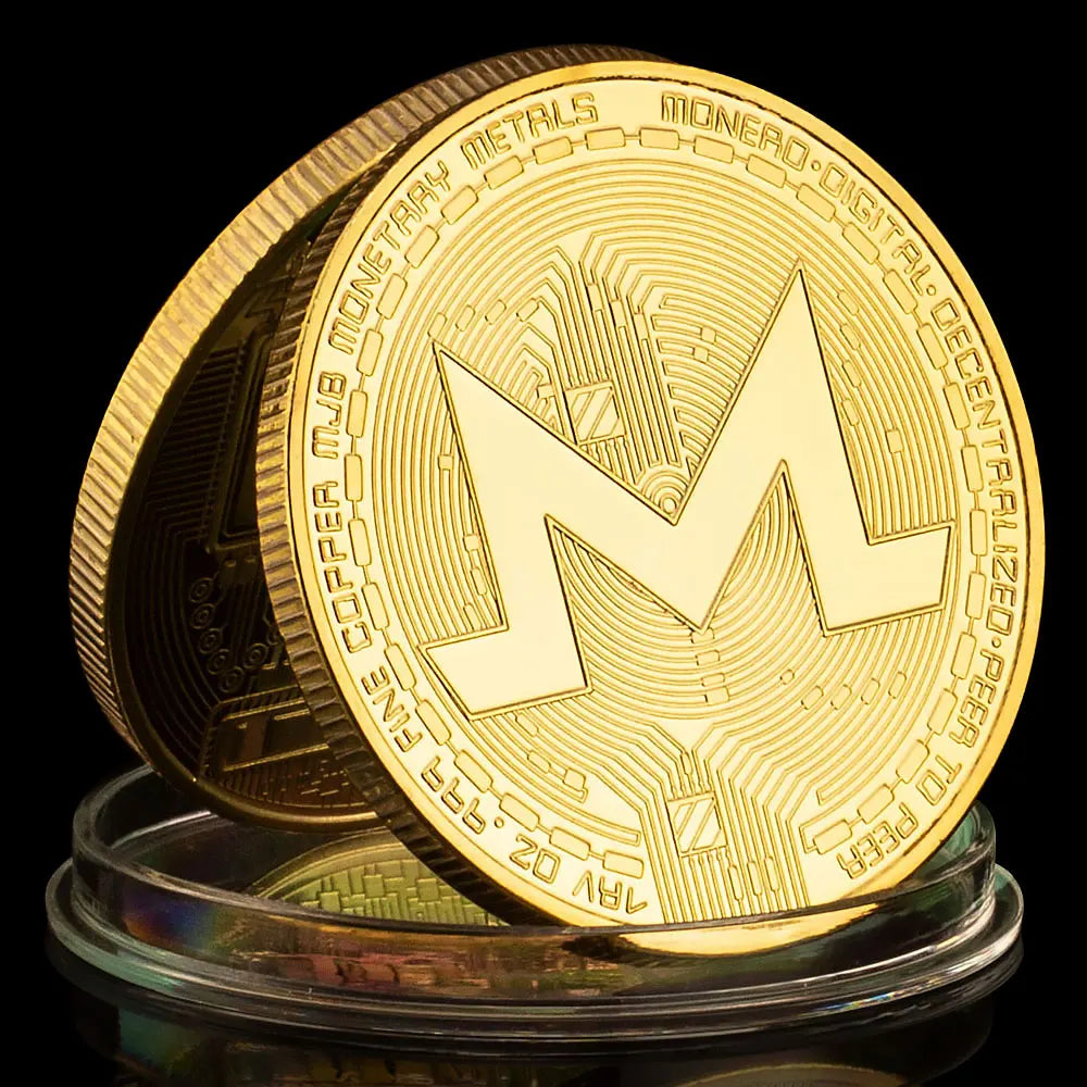 Monero Crypto Coin Golden Plated Souvenirs and Gifts Commemorative Coin Non - Currency Cryptocurrency Coin Collection