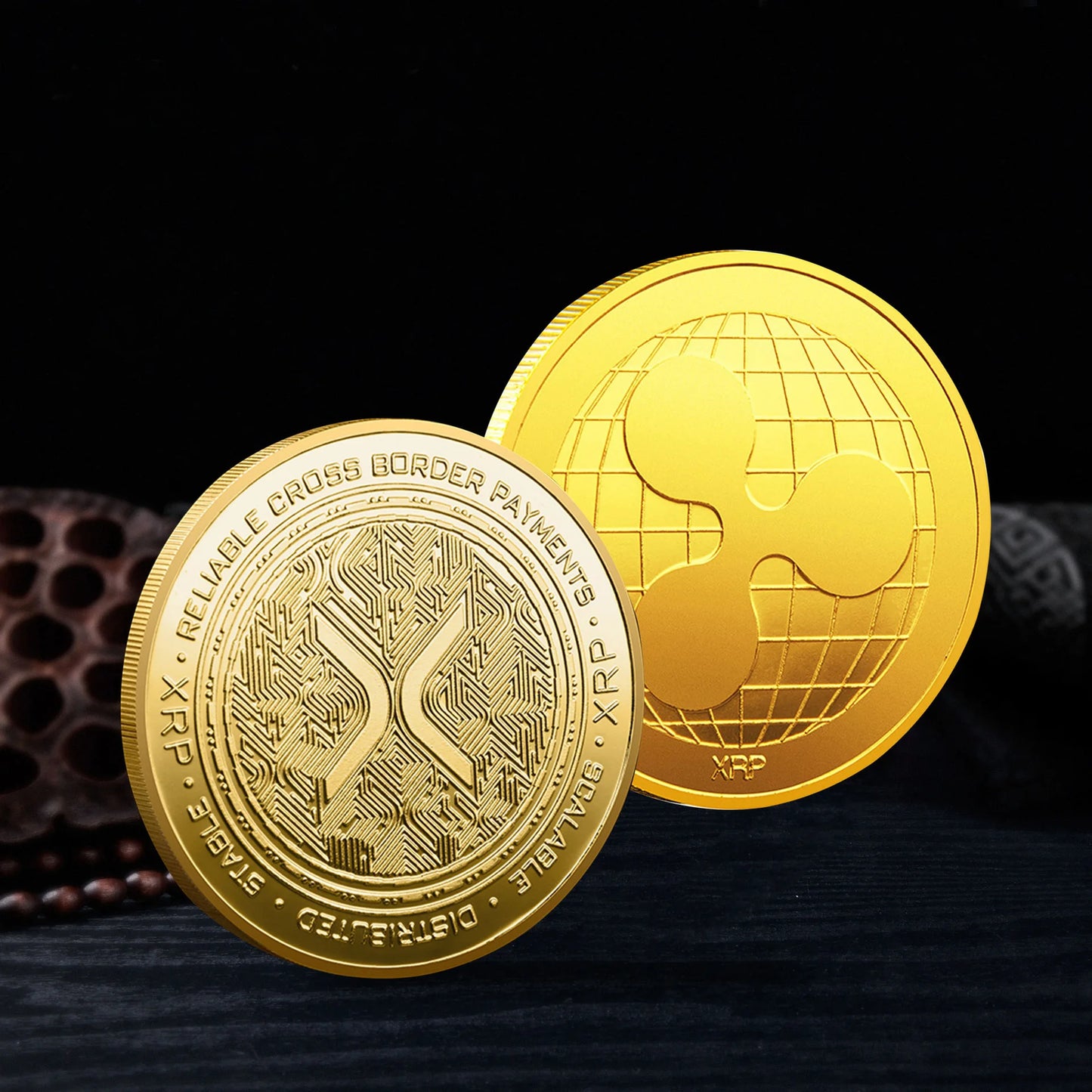 Moneda Ripple XRP Moneda chapada en oro y plata Moneda criptográfica Ripple XRP con estuche de plástico Moneda conmemorativa Colección de arte Regalo de recuerdo