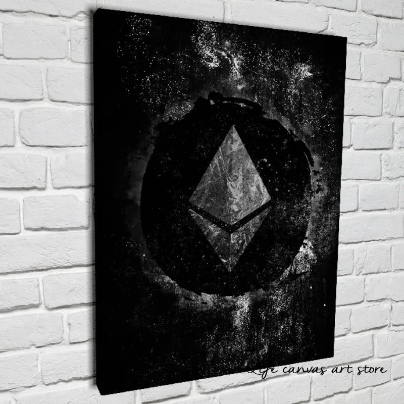 Abstract Bitcoin & Ethereum ETH BTC Cryptocurrency Crypto Gold Silver Art Poster Canvas Painting Wall Prints Picture Home Decor